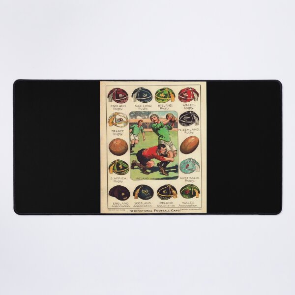 Item preview, Vintage Rugby & Football Caps Art | Early 20th Century Sports Illustration | Ireland vs Wales Rugby Match Scene designed and sold by artofuniverse.