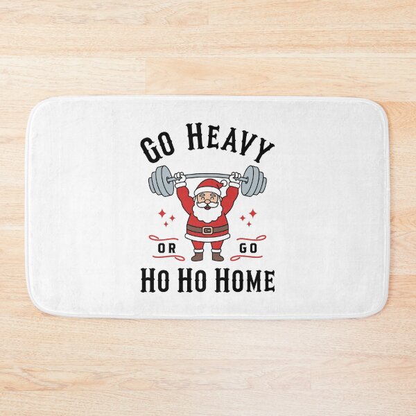 Item preview, Go Heavy or Go Ho Ho Home - Funny Santa Barbell Lift Christmas Gym Workout Design designed and sold by Brogress Project.