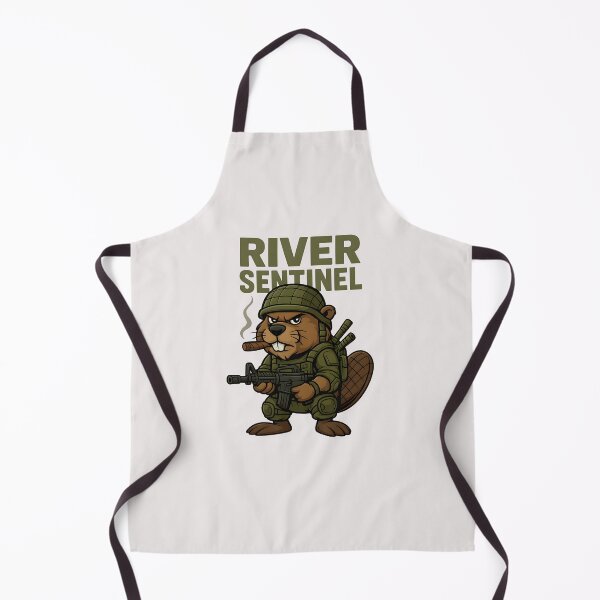 Artikelvorschau, RIVER SENTINEL – Taktischer Biber mit Zigarre | Militär-Cartoon-Grafik-T-Shirt entworfen und verkauft von Les-Ink-Studio.