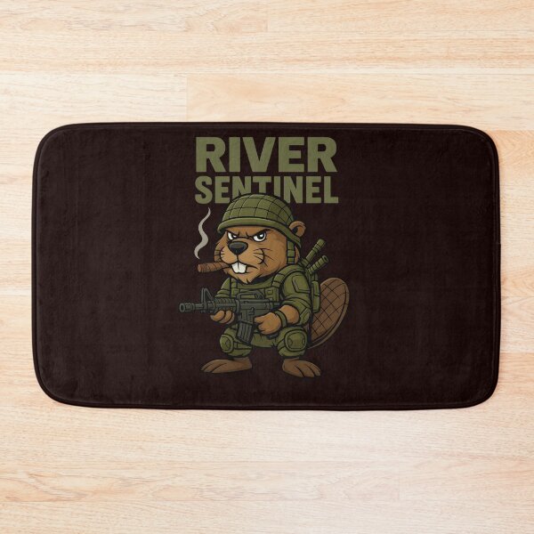 Artikelvorschau, RIVER SENTINEL – Taktischer Biber mit Zigarre | Militär-Cartoon-Grafik-T-Shirt entworfen und verkauft von Les-Ink-Studio.