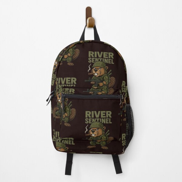 Item preview, RIVER SENTINEL – Tactical Beaver with Cigar | Military Cartoon Graphic T-Shirt designed and sold by Les-Ink-Studio.