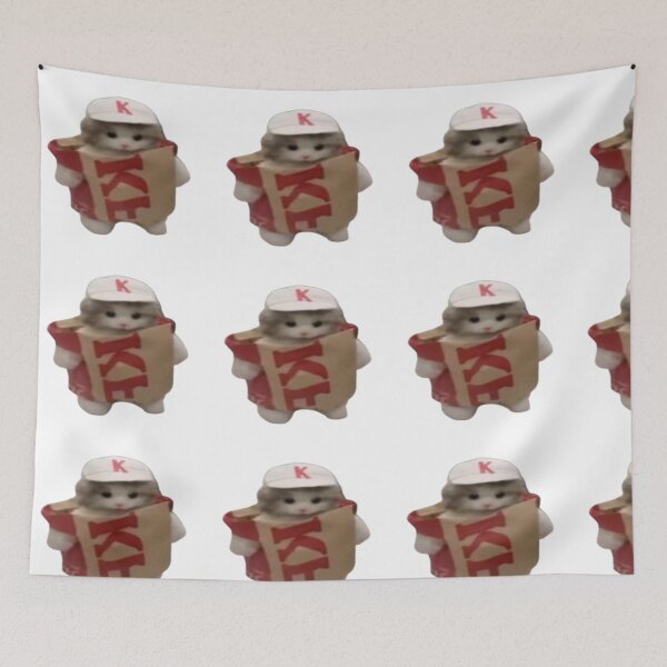Item preview, cute cat in kfc bag designed and sold by Shrewd Mood.