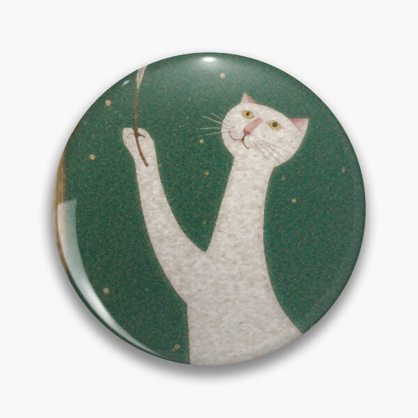 Item preview, White Persian Cat Writing with Quill Romanesque Fresco - Green Starry Background Gold Celtic Border designed and sold by PictorialWhimsy.
