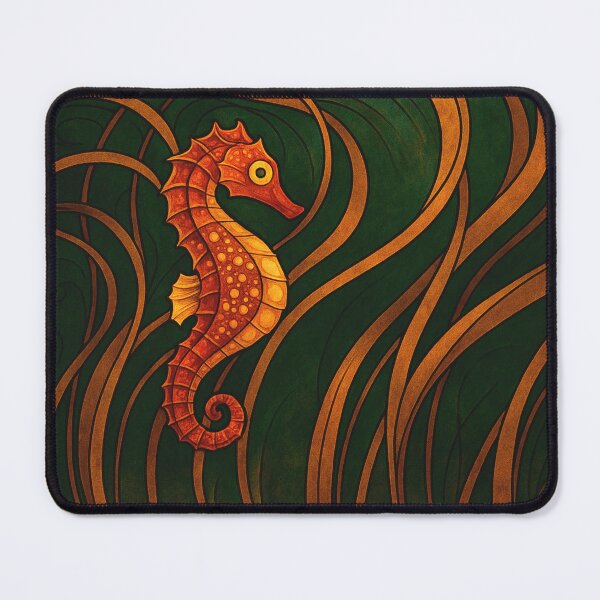 Item preview, Art Nouveau seahorse swimming amongst seaweed designed and sold by Markantonyart.
