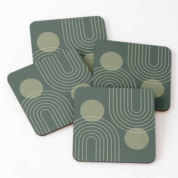 Item preview, Midcentury Modern Rainbow Sun Pattern a1 in Sage Pine Green designed and sold by nineFlorals.
