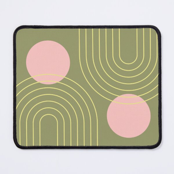 Item preview, Midcentury Modern Rainbow Sun Pattern a2 in Pink Sage Pine Green designed and sold by nineFlorals.