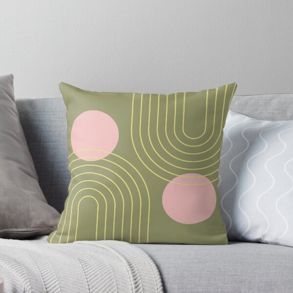 Item preview, Midcentury Modern Rainbow Sun Pattern a2 in Pink Sage Pine Green designed and sold by nineFlorals.