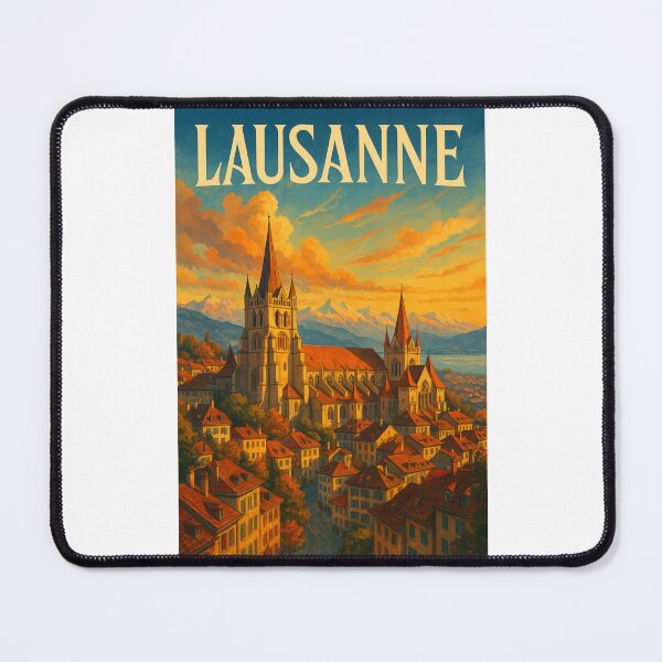Item preview, Golden Sunset Over Lausanne Cathedral and Lake Geneva, Switzerland designed and sold by Places On Earth.