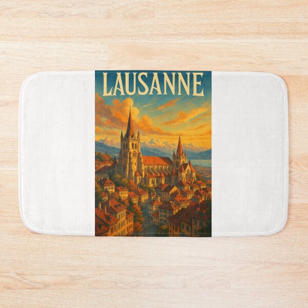 Item preview, Golden Sunset Over Lausanne Cathedral and Lake Geneva, Switzerland designed and sold by Places On Earth.