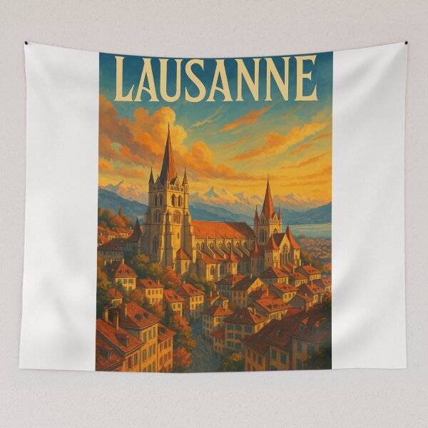 Item preview, Golden Sunset Over Lausanne Cathedral and Lake Geneva, Switzerland designed and sold by Places On Earth.