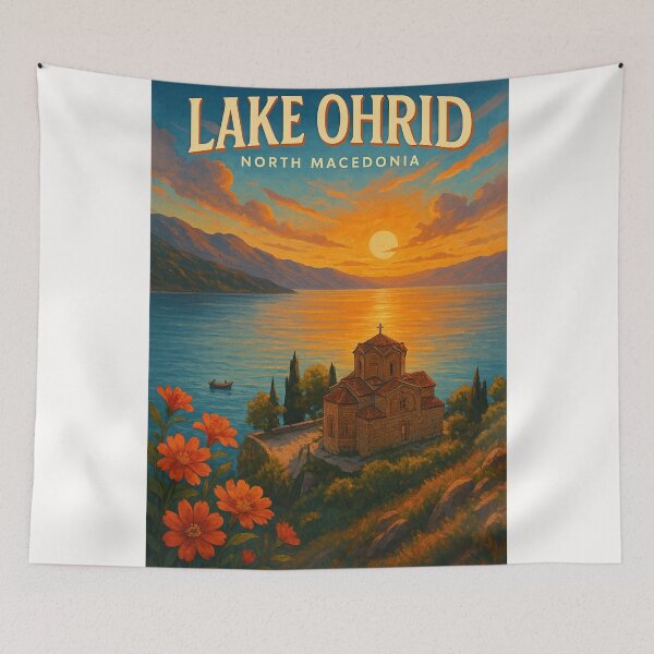 Item preview, Lakeside Evening at Saint John at Kaneo, Lake Ohrid designed and sold by Places On Earth.