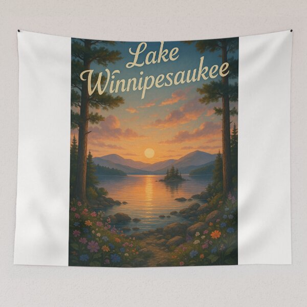 Item preview, Sunset Over Lake Winnipesaukee from Flower-Lined Shore, New Hampshire designed and sold by Places On Earth.