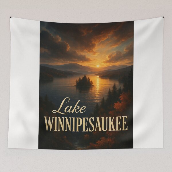 Item preview, Dusk Over Lake Winnipesaukee and Forested Island, New Hampshire designed and sold by Places On Earth.