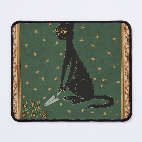 Item preview, Black Cat Tending Garden Medieval Art designed and sold by PictorialWhimsy.