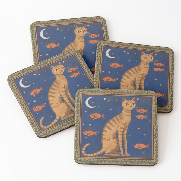 Item preview, Ginger Tabby Juggling Fish Medieval Art designed and sold by PictorialWhimsy.