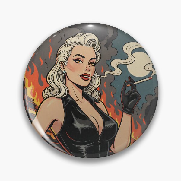 Item preview, Femme Fatale in Flames Retro Pin-Up Art. designed and sold by Spark2Seduction.