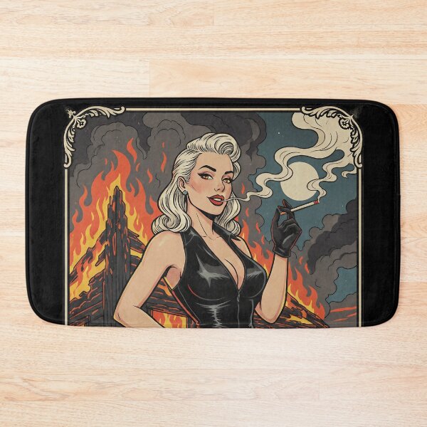 Item preview, Femme Fatale in Flames Retro Pin-Up Art. designed and sold by Spark2Seduction.