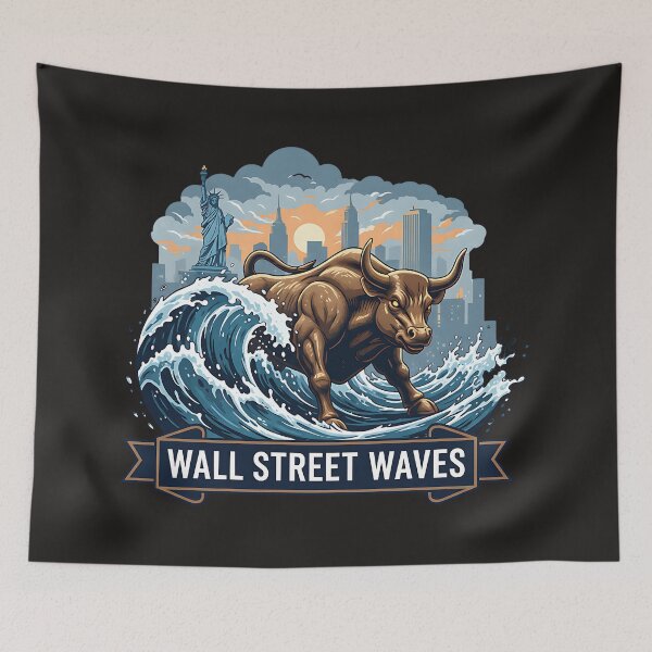 Item preview, Wall Street Waves Bull Market New York City Finance designed and sold by PostersMode.