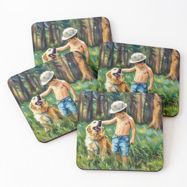 Item preview, Little Boy with Dog designed and sold by tomorrowsart.