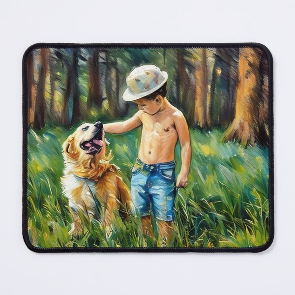 Item preview, Little Boy with Dog designed and sold by tomorrowsart.