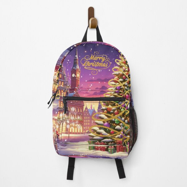 Item preview, Christmas City Scene – Cozy Winter Town Illustration with Christmas Trees and Lights designed and sold by Sugar Wisdom .