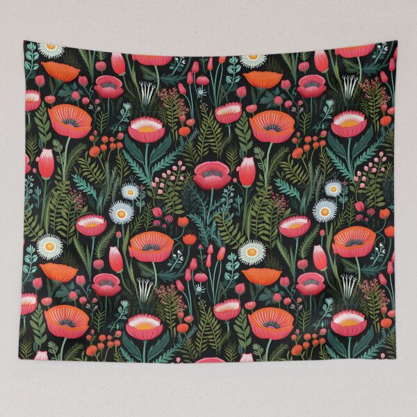 Item preview, Bold Poppy and Daisy Floral Pattern designed and sold by Jackflash2023.