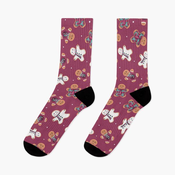 Item preview, Tossed Christmas Gingerbread Men Cookies on Dark Red Maroon Background designed and sold by piptompatternco.