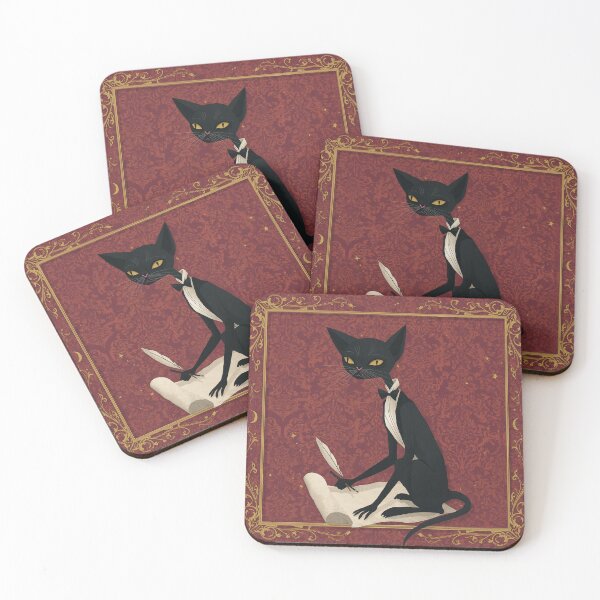 Item preview, Tuxedo Cat Writing Quill Medieval Art designed and sold by PictorialWhimsy.