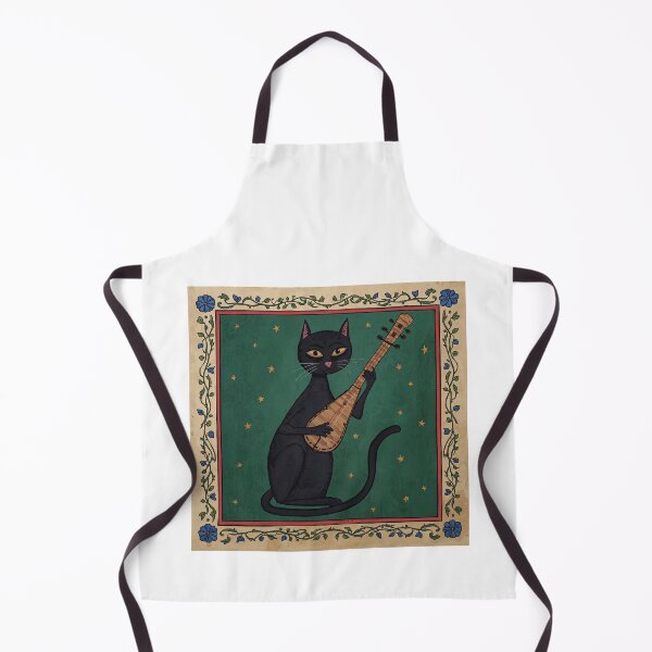 Item preview, Black Cat Playing Lute Medieval Art designed and sold by PictorialWhimsy.