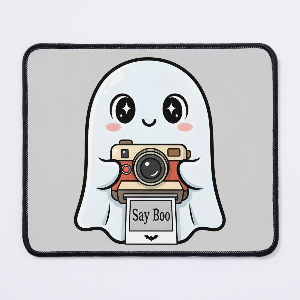 Item preview, Kawaii Ghost with Camera "Say Boo" designed and sold by dreephic22.