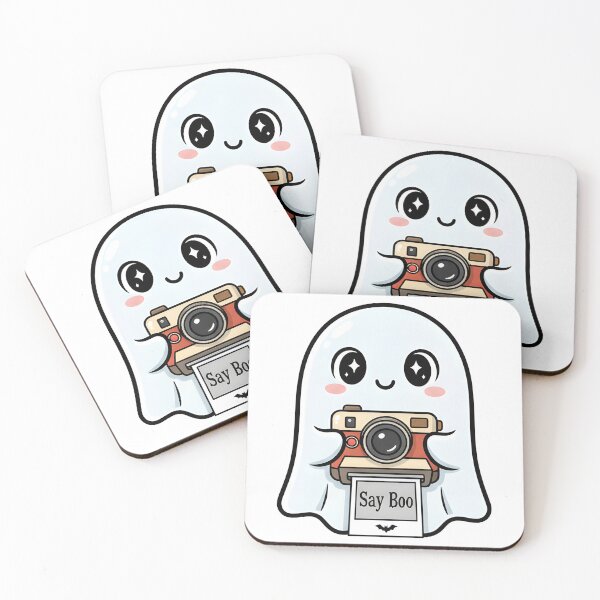 Item preview, Kawaii Ghost with Camera "Say Boo" designed and sold by dreephic22.