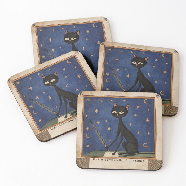 Item preview, Black Cat Writing Quill Medieval Art designed and sold by PictorialWhimsy.