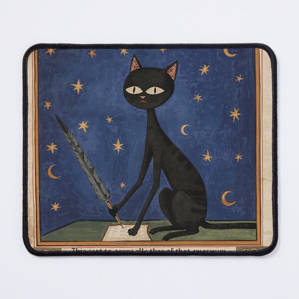 Item preview, Black Cat Writing Quill Medieval Art designed and sold by PictorialWhimsy.