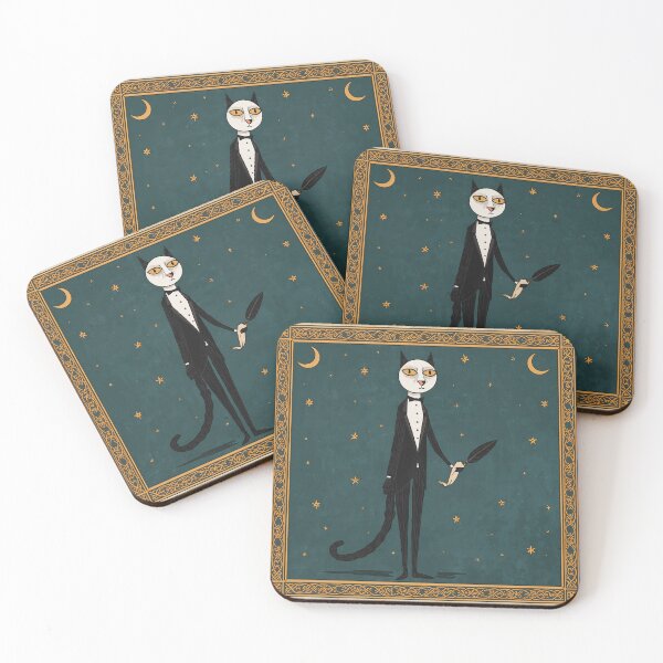 Item preview, Tuxedo Cat Writing Medieval Art designed and sold by PictorialWhimsy.