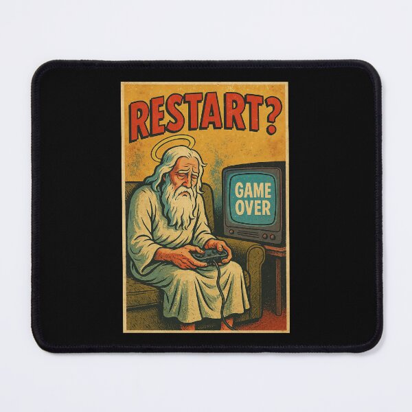 Item preview, Retro "Restart?" Vintage Gamer Poster – Funny Philosophical Art designed and sold by The Devil's Bargain.
