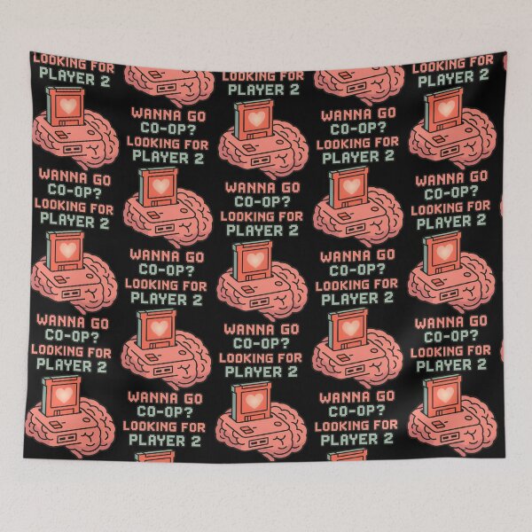 Item preview, Looking for Player 2 Wanna Go Co-Op Retro Gamer Brain Design designed and sold by TeeTimeTreasure.