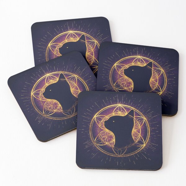 Item preview, Celestial Cat Spirit – Sacred Geometry Aura Design designed and sold by ArtivaNest.