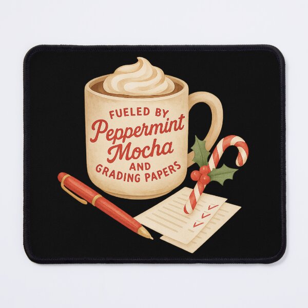 Item preview, Fueled by Peppermint Mocha and Grading Papers | Funny Teacher Christmas Coffee T-Shirt designed and sold by Just You Tee | Say It Loud, Wear It Proud.