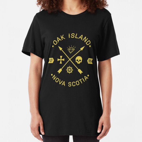 Oak Island Knights Templar Skull Treasure Arrows Product - Gold Slim Fit T-Shirt