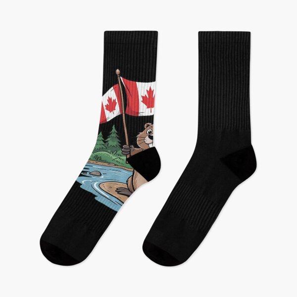 Item preview, Canadian Beaver Holding Flags Canada Pride  designed and sold by HuValverdeArt.