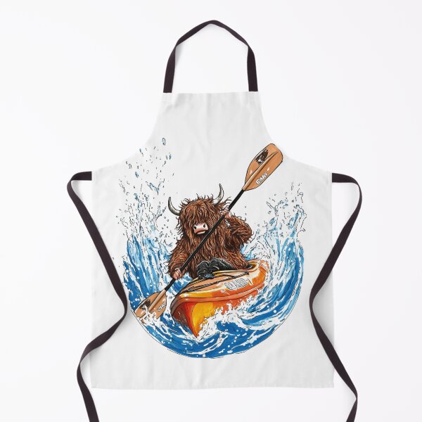 Item preview, Funny cow in light blue water paddling unusual kayak with blue paddle splash designed and sold by Encreable.