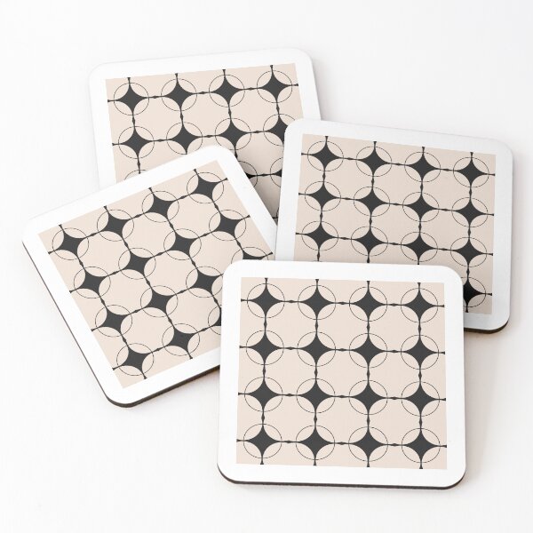 Item preview, : Black Overlapping Circles on Beige Geometric Pattern designed and sold by applecs.