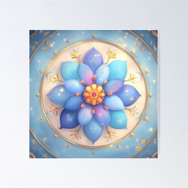 Item preview, 027 Intricate Blue Floral Mandala designed and sold by nikoart001.