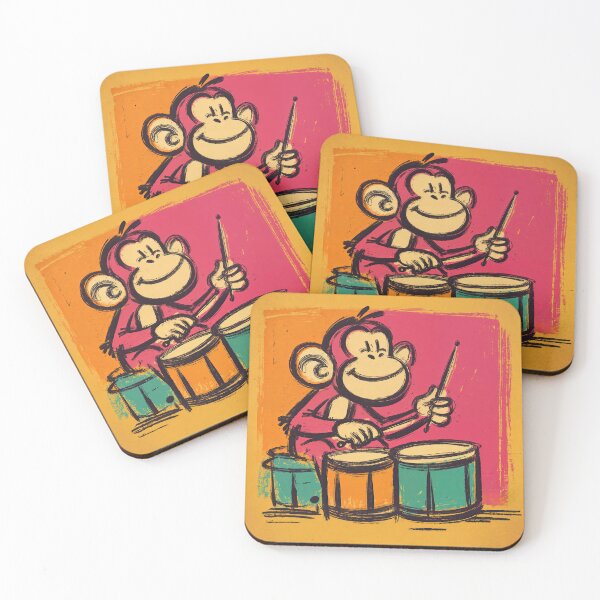 Item preview, Groove Jungle: Cartoon Monkey Drummer in Action designed and sold by ForeverPrintsOK.