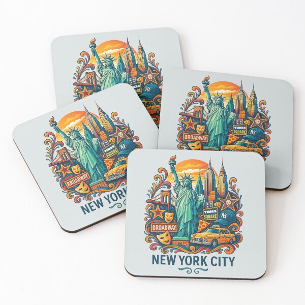 Item preview, New York City Retro Art – Statue of Liberty & Skyline Design designed and sold by 2SiS2.