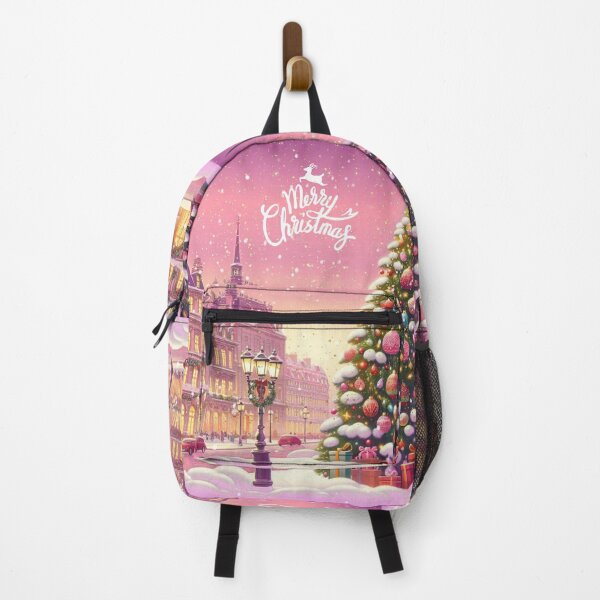 Item preview, Christmas City Scene – Cozy Winter Town Illustration with Christmas Trees and Lights designed and sold by Sugar Wisdom .