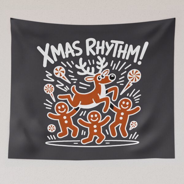 Item preview, Playful Christmas Scene Featuring Cookies and Jumping Reindeer designed and sold by SplashTastic.