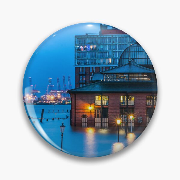 Item preview, Flooding at the fish market during the blue hour designed and sold by elbvue.