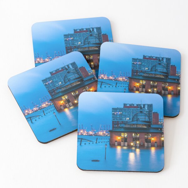 Item preview, Flooding at the fish market during the blue hour designed and sold by elbvue.
