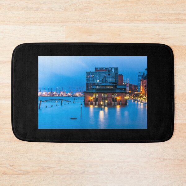 Item preview, Flooding at the fish market during the blue hour designed and sold by elbvue.
